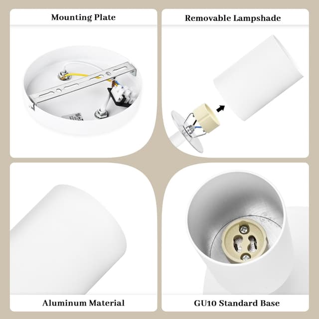 Detalle de GeyouLux 2-flammiger Deckenstrahler rund (GU10) mit schwenkbaren Spots