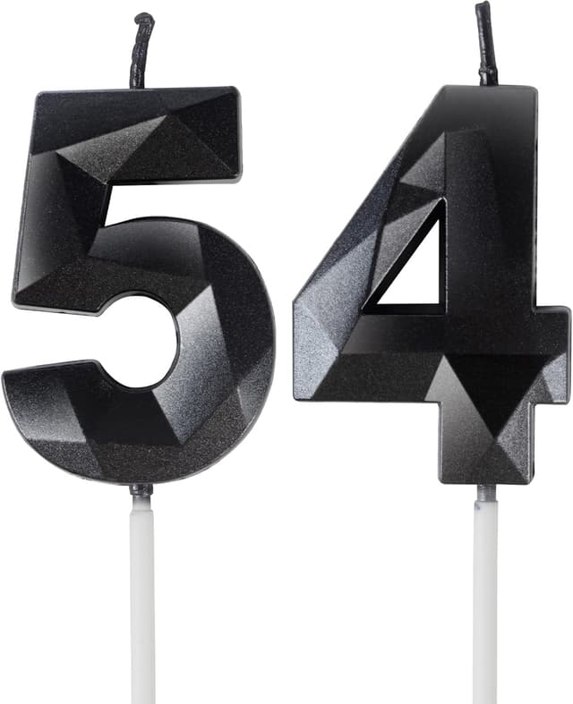 Detalle de Yiran Black 54th Birthday Candles (Black Number 54) cake topper decorations