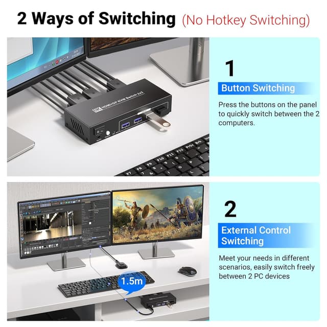 Thumbnail 4 de KVM-Switch 2 PC Dual Monitor 8K