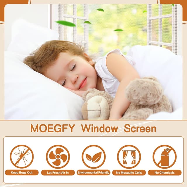 Detalle 2 de Fly Screens for Windows – 3 Pack Self-Adhesive Insect Netting (White Mesh, DIY Cut to Size)