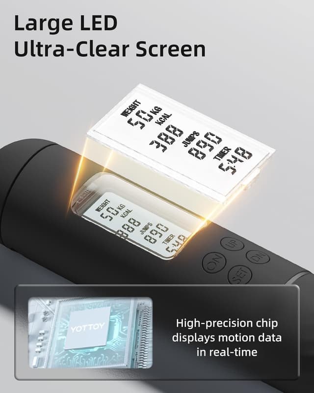 Detalle de YOTTOY skipping rope for adults with LCD display – cordless counter jump rope with large ball-weight design