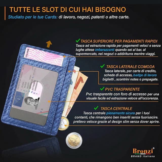 Detalle de Portafoglio Slim Bronzi RFID 13,56 MHz