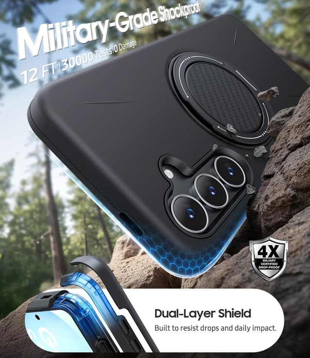 Detalle de AOUIA S25 FE Case with 360° Kickstand