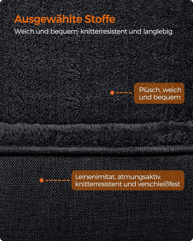 Detalle de Feandrea Hundebett Hundekissen in Leinenoptik PGW011G01 (ca. 90 x 75 x 25 cm) – dunkelgrau, L