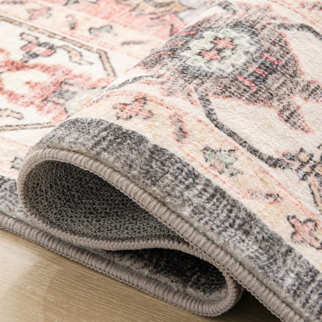 Detalle de Carvapet Hallway Runner Rug 150x210cm in grey with non-slip backing (washable microfiber)