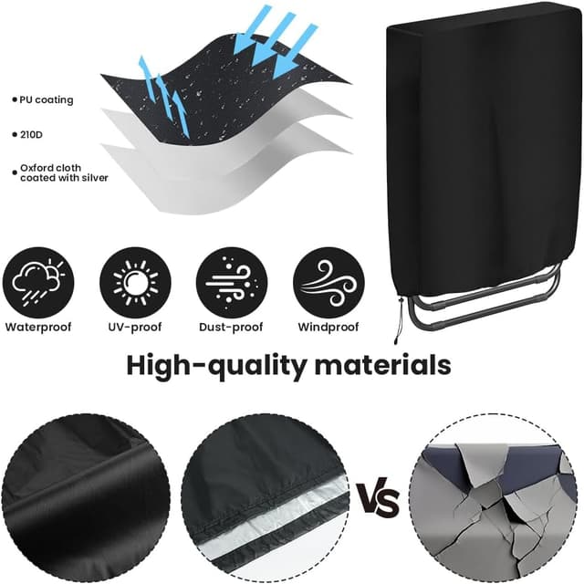 Detalle 2 de OFFCUP waterproof garden chair covers (2-pack), 210D Oxford fabric with drawstring and storage bag, 93x82cm