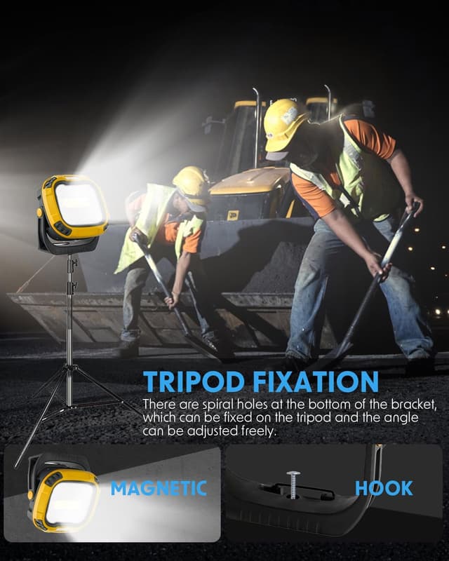 Detalle de MOXTOYU 50W Rechargeable LED Work Light (6 Modes, 4500LM) with Type-C Charging & Power Bank