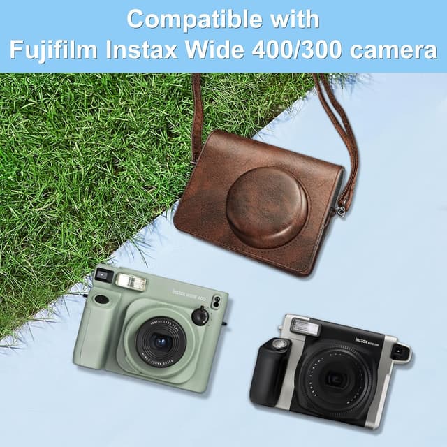 Detalle 2 de FINTIE Tasche für Fujifilm instax Wide 400 – Premium Hülle mit abnehmbaren Riemen (Braun)