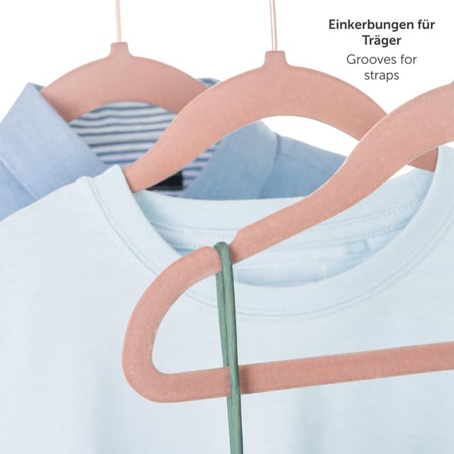 Thumbnail 6 de Laleni Kinderkleiderbügel (30 Stück) mit Samtbezug, 360° drehbar & rutschfest – Rosegold & Puderrosa