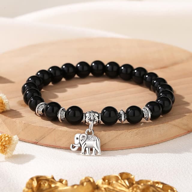 Detalle 2 de XIANNVXI Elephant Bracelet 8mm Obsidian