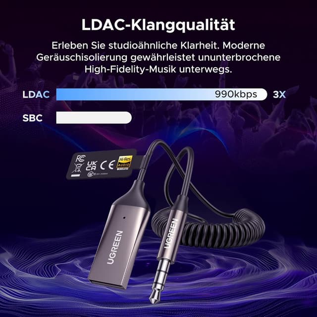 Detalle 2 de UGREEN Aux Bluetooth 6.0 LDAC Adapter