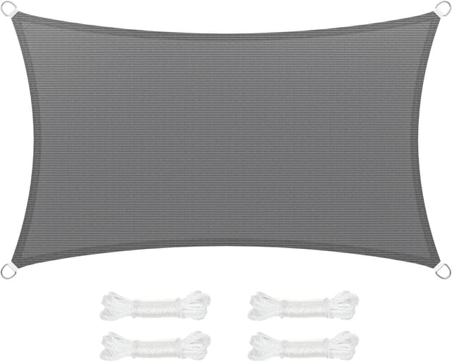 Detalle de SONGMICS Voile d’Ombrage 3 x 5 m GSS35GY gris anthracite – protection solaire en HDPE respirante et perméable à l’eau