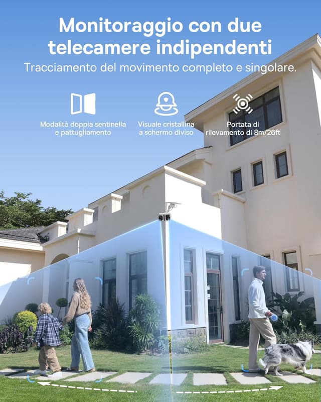 Detalle 2 de Baseus Security X1 Pro telecamera di sorveglianza esterna solare con tracking AI e doppia lente 3K