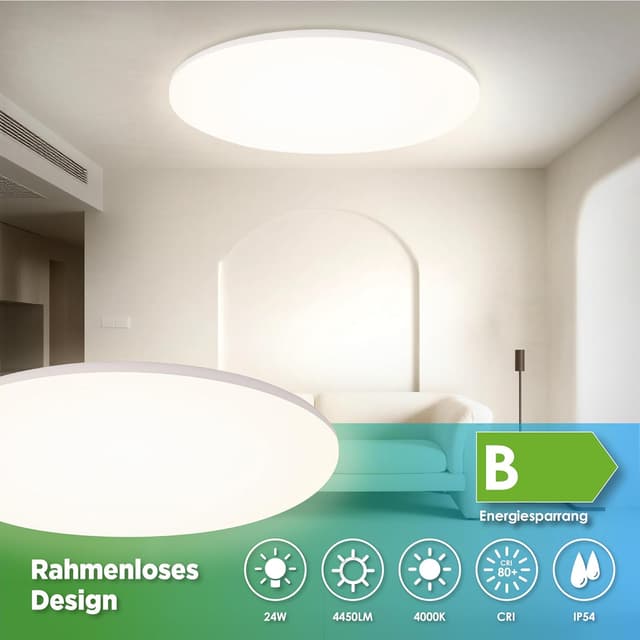 Detalle de L5L3D LED Deckenleuchte 35 cm, IP54 wasserfest, 24 W, 4.450 lm, 4.000 K neutralweiß