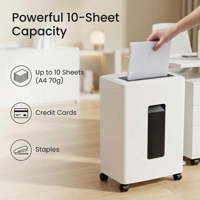 Detalle 2 de Fonirvanic Distruggi Documenti Elettrico Professionale P5: tritatutto per microframmenti, 10 fogli e cestino 18L