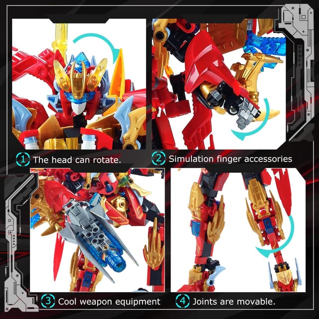 Detalle 2 de TIALLOW Fire Phoenix Mech Sets 2-in-1 Transforming Robot Building Blocks (Vermilion Bird, 531 Pieces)