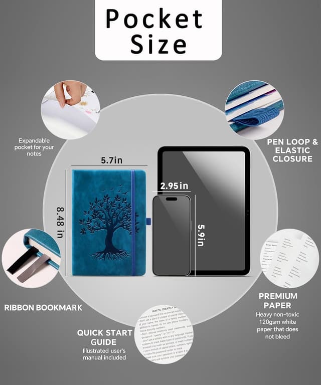 Detalle de ZXHQ password book 900 passwords, tabs