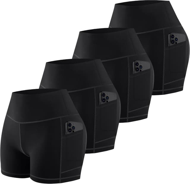 Thumbnail 6 de MIRITY 4er Pack Damen High-Waist Biker Shorts mit Taschen – atmungsaktive Sportleggings für Yoga, Fitness & Alltag