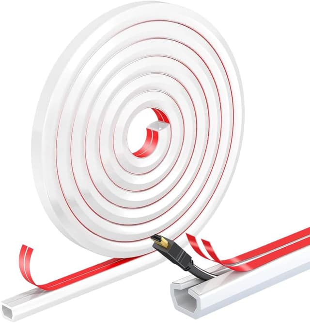 Detalle de Wapasezyar selbstklebender Kabelkanal halb-rund, mini, weiß – 2 m zur Verlegung und zum Schutz von 1 Kabel