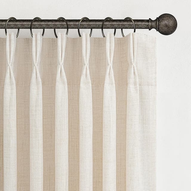 Detalle de Pinch Pleated Linen Curtains 96 in Light-Filtering Drapes 🪟