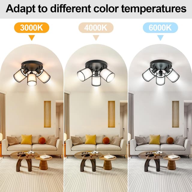 Detalle de Doughelec Deckenlampe/Deckenstrahler 3-flammig für Flur, schwarz – schwenkbar (E14, ohne Leuchtmittel)