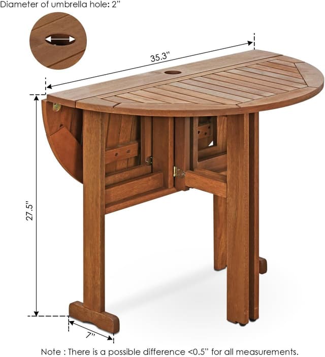 Thumbnail 1 de Furinno Tioman Mesa Redonda de Madera para Patio 🌳