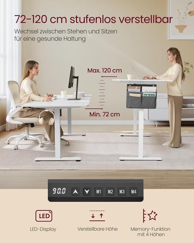 Thumbnail 4 de SONGMICS LSD138W01 Höhenverstellbarer Schreibtisch 180 x 80 cm