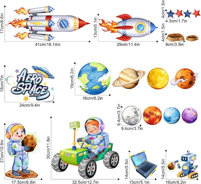 Thumbnail 5 de Supzone Outer Space Rockets Wall Stickers