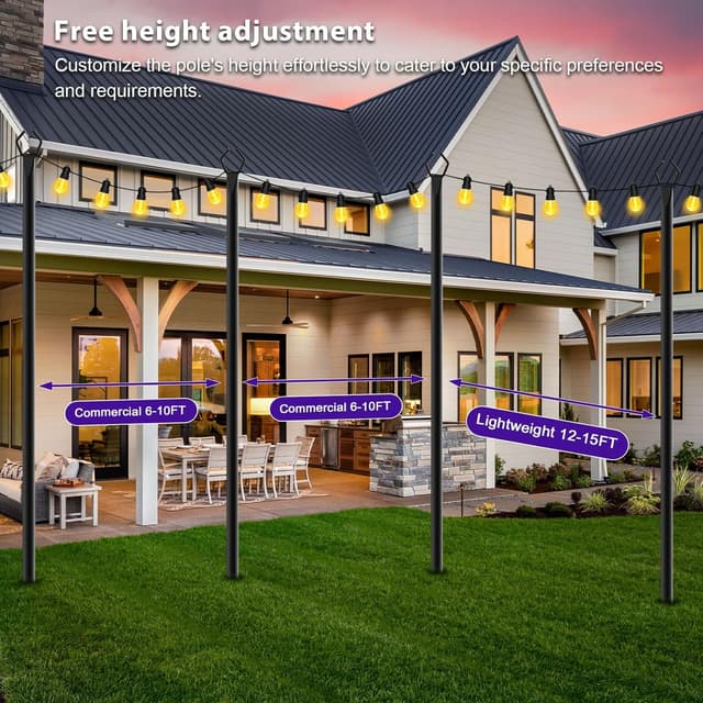 Detalle de 3M string light pole set, 10 ft max