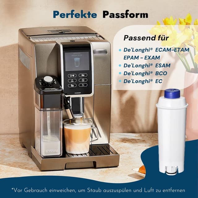 Detalle de Mutital 4er-Pack Wasserfilter für Kaffeevollautomaten (Ersatz für DeLonghi ECAM/ETAM/Dinamica/Magnifica/Autentica)