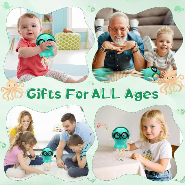Detalle 2 de Dancing Jellyfish Baby Toy – Interactive crawling tummy time toy with music & lights