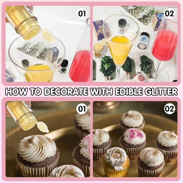 Detalle de Waysroma Essbarer Glitzer für Getränke (4 g) in Grün – geschmacksneutral & lebensmittelecht