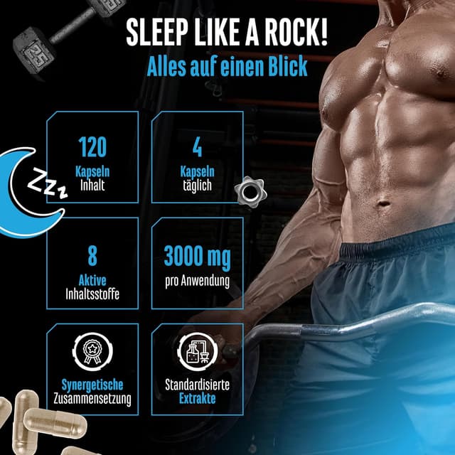 Detalle 2 de Knockout Sleep & Recover Support (120 Kapseln, vegan) mit Shoden® Ashwagandha, Magnesium, L-Tryptophan und L-Theanin