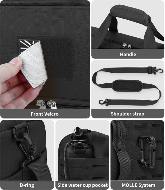 Detalle 2 de ZOMFELT X-Large tactical gym bag with shoe compartment, MOLLE and waterproof holdall design