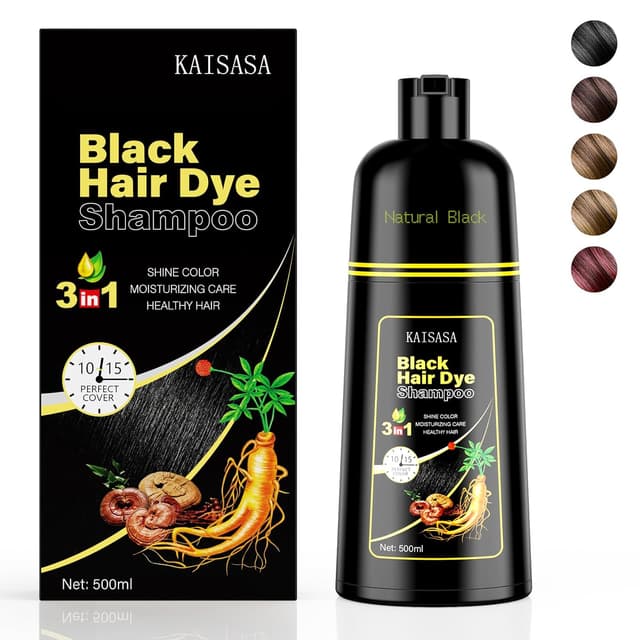 Detalle de KAISASA Schwarzes Haarfärbe-Shampoo 3-in-1