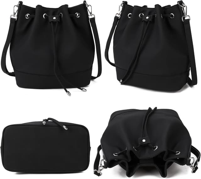 Detalle 2 de AFKOMST Bucket Bag for Women with Drawstring Closure and Adjustable Shoulder Strap