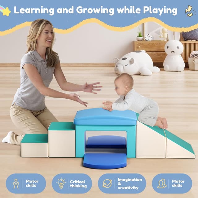 Detalle de CUPCHID Blocchi da costruzione in schiuma 6 in 1 per bambini (Azzurro)