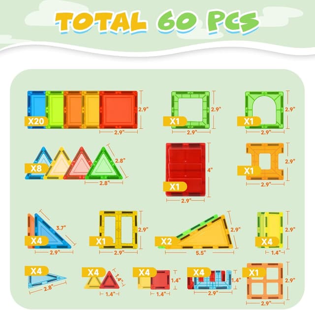 Thumbnail 6 de Magnetische Bauklötze Spielzeug 60 Stück