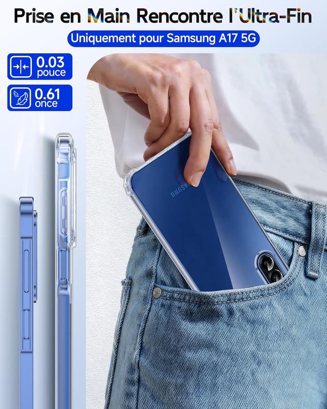 Thumbnail 5 de LeYi Coque Samsung A17 5G Transparent avec 2 Verres Trempés