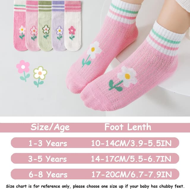 Detalle 2 de QKURT 5 Pairs Kids Ankle Socks (Breathable Mesh) for Ages 1–8