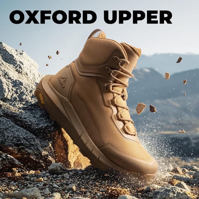 Detalle 2 de NORTIV 8 Stivali tattici militari da uomo con cerniera laterale e suola ammortizzata