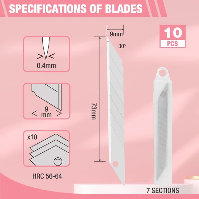 Detalle de WORKPRO Taglierino cutter con lame da 9 mm (set da 3 colori, sicurezza e ricambi)