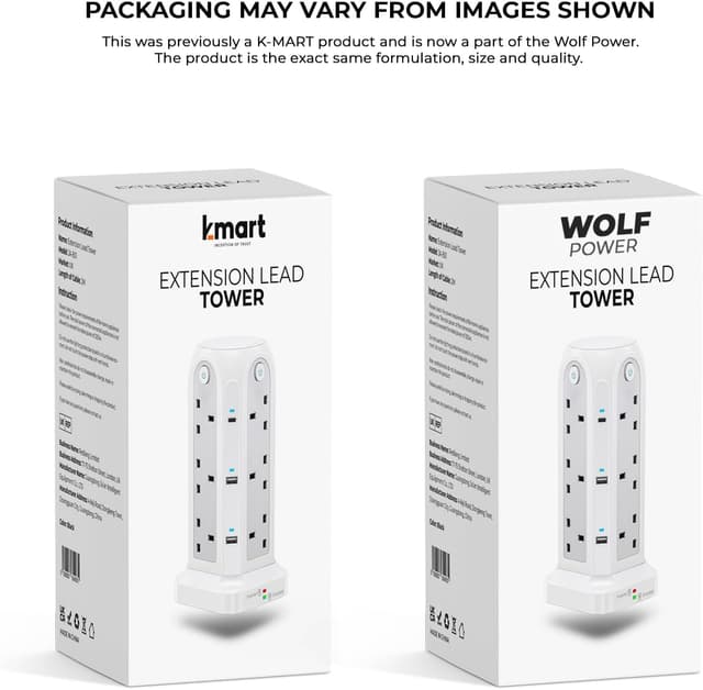 Detalle 2 de Wolf Power Tower Extension Lead 12-socket, 2m ๐