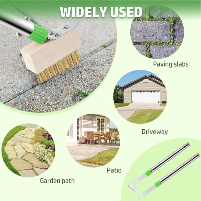 Thumbnail 6 de Patio Weed Remover Tool with Long Handle (60") 3-in-1 Weed Scraper & Weed Brush Set Combo