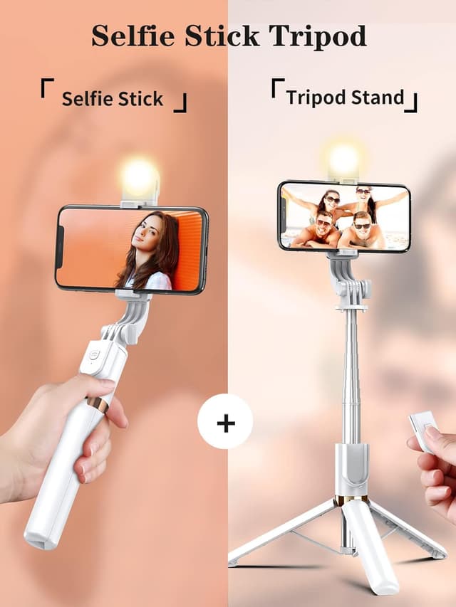 Detalle 2 de Selfie Stick Tripod with Wireless Remote, 46 in Cell Phone Tripod Stick with LED Fill Light