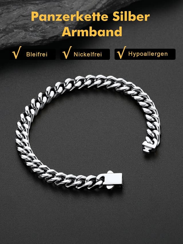 Thumbnail 2 de HAYOUWAY Armband Herren Initialen Edelstahl Panzerkette