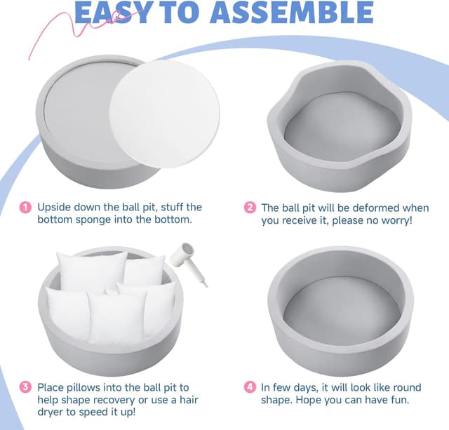 Thumbnail 6 de Wilwolfer Foam Ball Pit 33.5 in for Toddlers