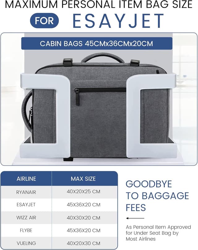 Detalle 2 de LOVEVOOK Easyjet Handgepäck 45x36x20 cm – Rucksack für 15,6‑Zoll‑Laptop (30 l) mit 180°‑Öffnung