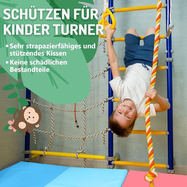 Detalle de PhysKcal klappbare Weichbodenmatte 195 x 75 x 3 cm (5 Paneele) für Turnen, Kinder & Gymnastik