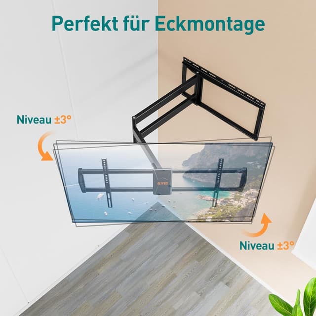 Detalle de ELIVED EV3029 : support mural TV extra long à bras pivotant (42 à 90" jusqu’à 68 kg, VESA 800 x 400)